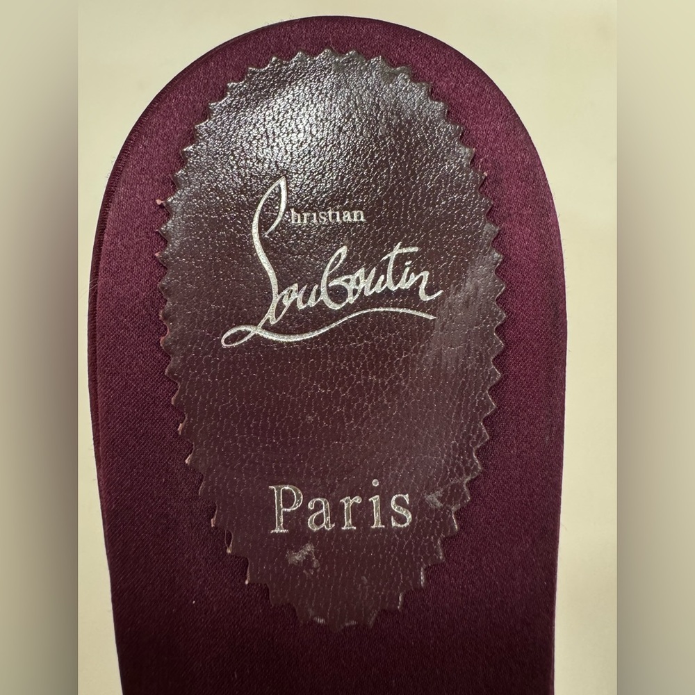 CHRISTIAN LOUBOUTIN Degraqueen 85mm heel Embellished Mules - Merlot - Picture 7 of 12